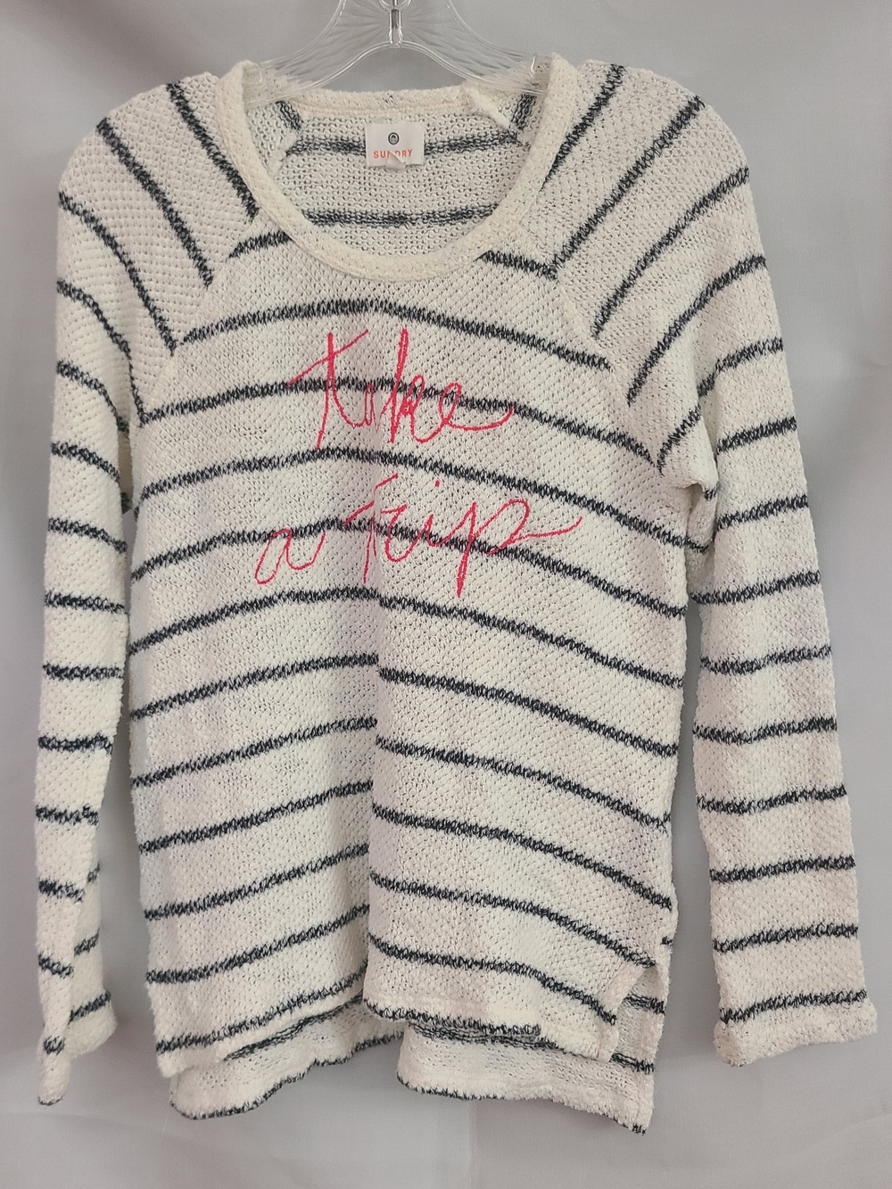 Sundry Sz 0 Black White Stripe Take A Trip Lightweight Casual Sweater
